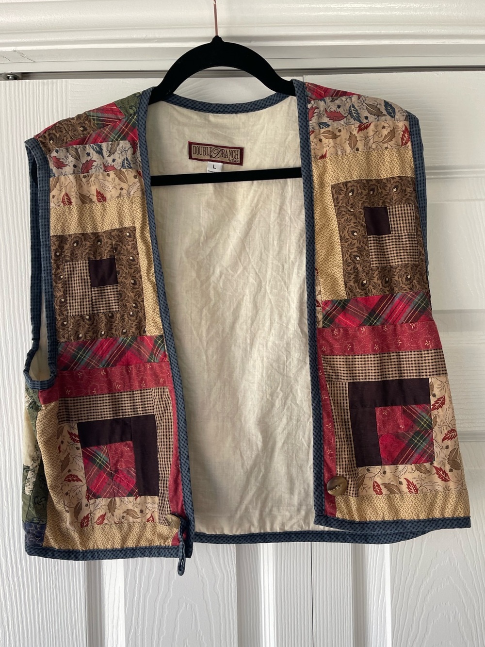 Double D Ranch Wear Patchwork Quilt Vest 100% Cotton Western Size Large - Picture 2 of 9